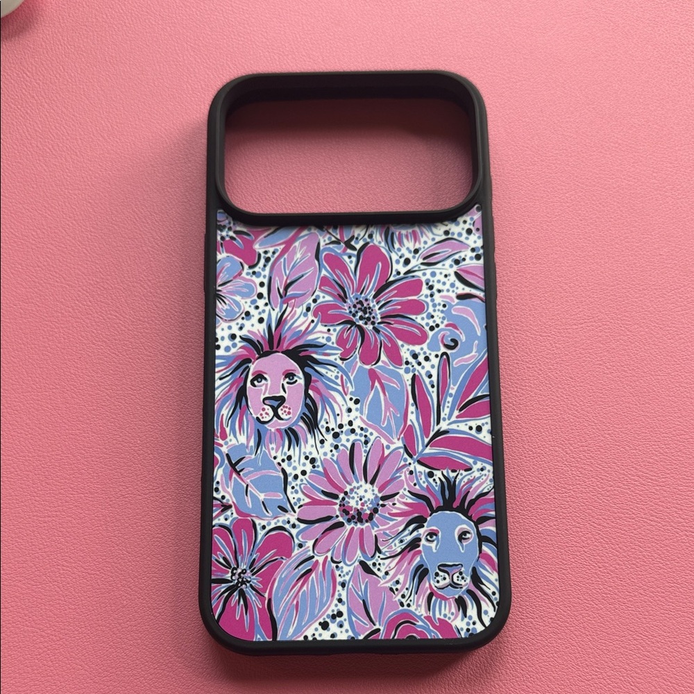 Floral Lion Pattern iPhone 17 Pro Max Case - Black, Pink, Blue